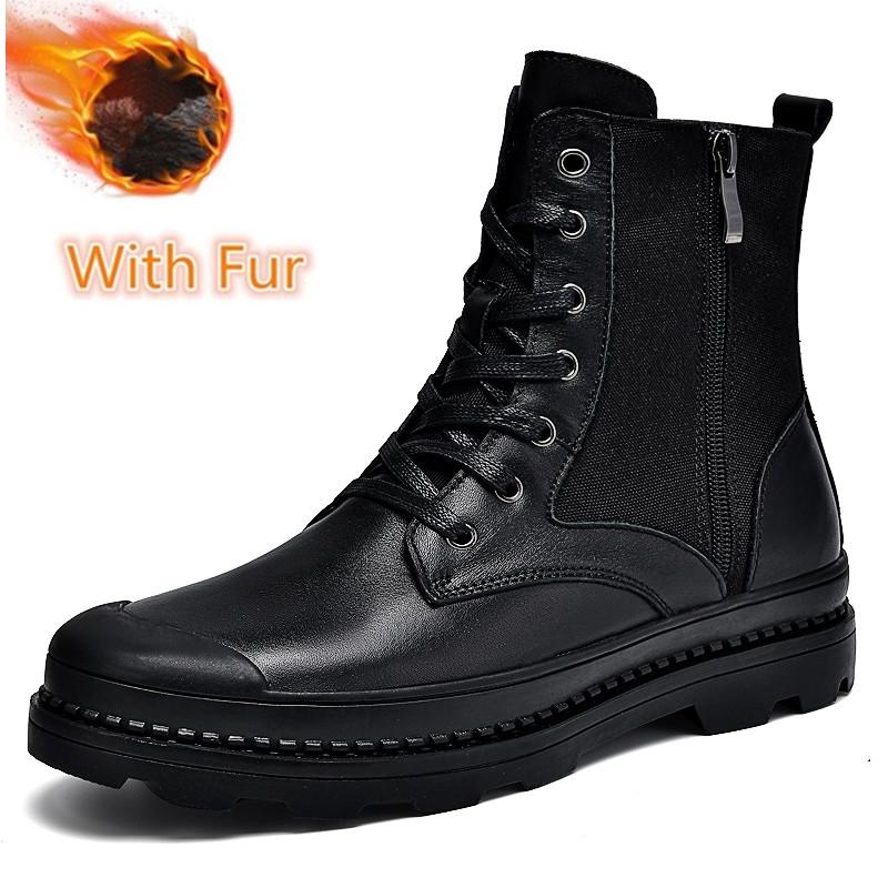 Mens Non-Slip Hiking Boot High Quality Casual Shoes All-match Men's Motorcycle Boots Genuine Leather Men's Boots Plus Size 38-47