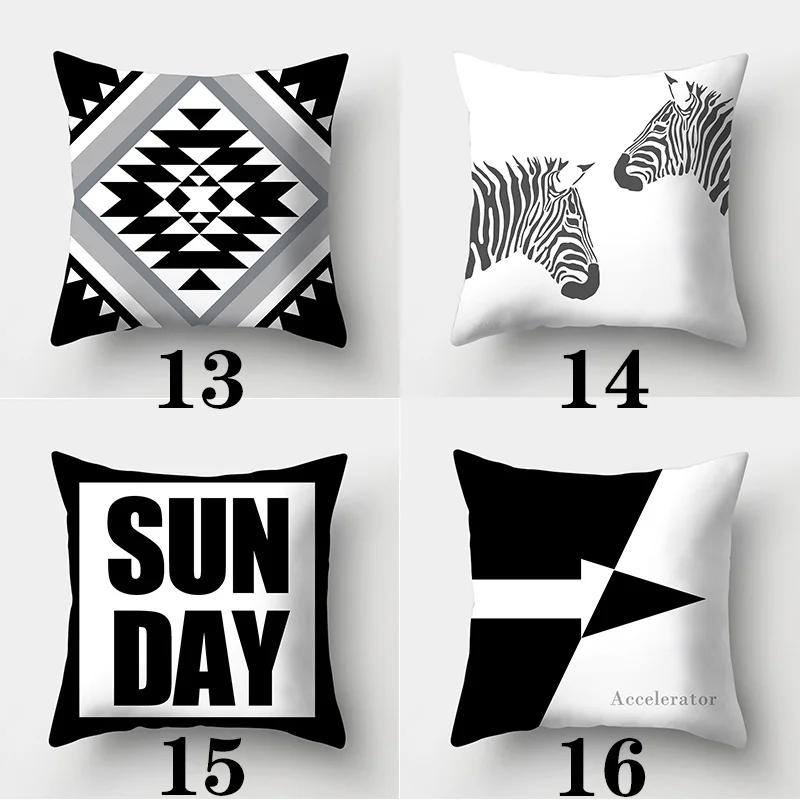 Black and White Series Cushion Cover 45cmX45cm Pillow Case Square Sofa