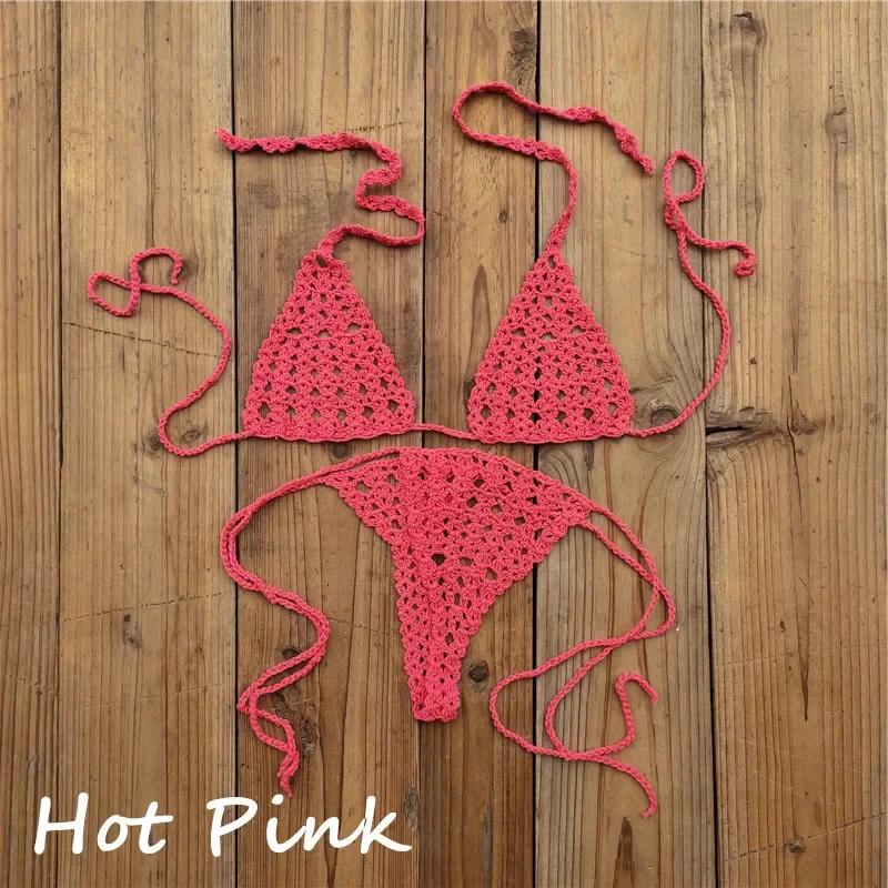 Sunbathing Handmade Crochet Bikini Suit Micro Swimsuit Micro Swimwear
