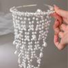 Women Hairband Pearls Hair Jewelry Bridal Modern Blingbling Tassels Pearls for Bride Wedding Party Head Cluster