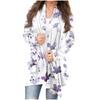 Fashion Floral Print Casual Women Cardigan Jacket Medium Length Coat