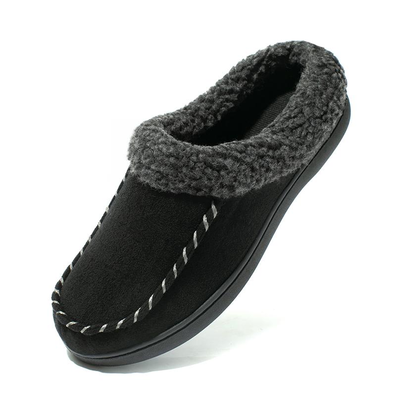 Men Winter Warm Slippers Fur Slippers Men Plush Slipper Cotton Shoes Non-slip Solid Color Indoor Casual Slippers Big Size 46 47