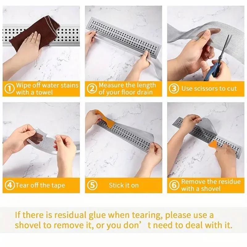 Trimmbarer Duschablauf-Haarfänger, selbstklebende Bodenablaufaufkleber, Einweg-Netz-Spülbeckensiebfilter für Badezimmer