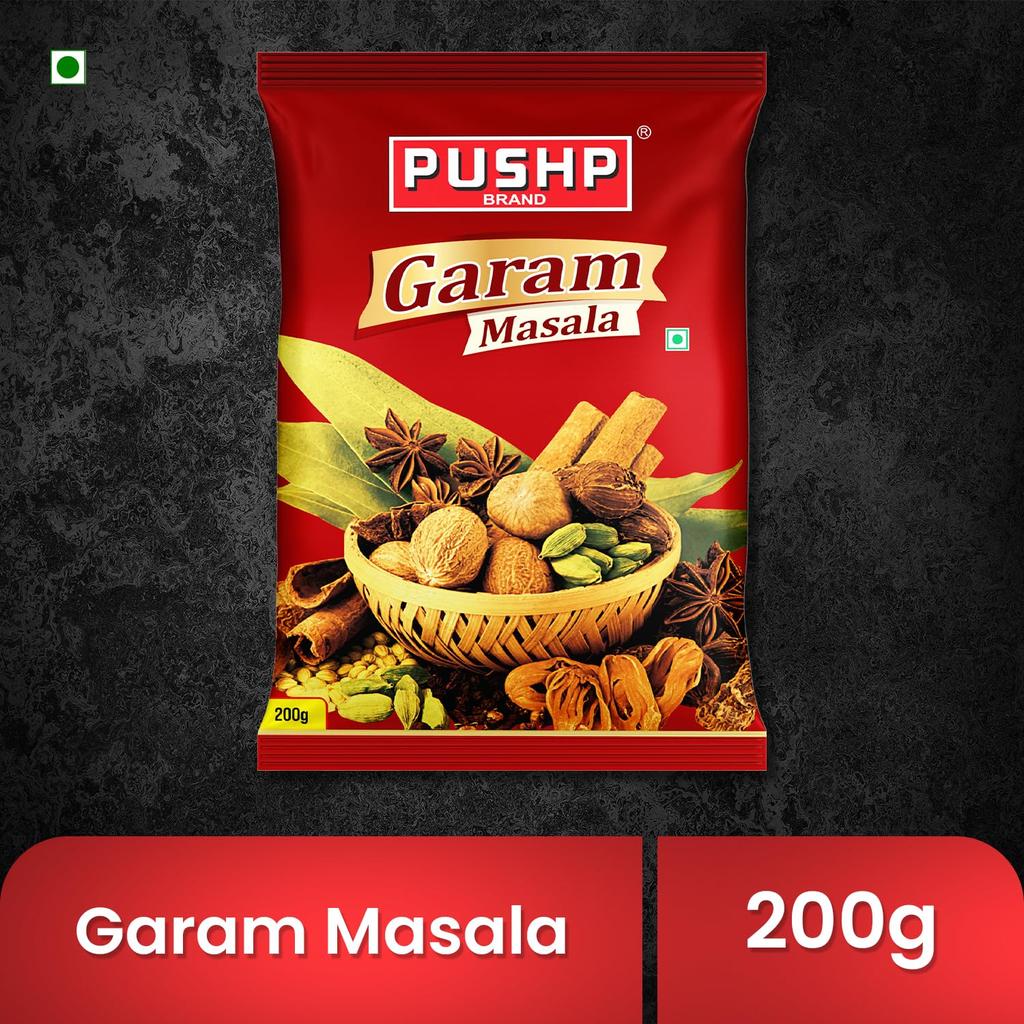 Pushp Brand Garam Masala Powder 200g Pack of 1 Authentic Indian Spice Blend for Rich Aroma and Flavorful Daily Cooking