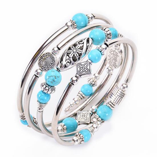 Beautiful Ethnic Hypoallergenic Female Bangle Turquoise Beads Wrap Bracelet Fashion Jewelry