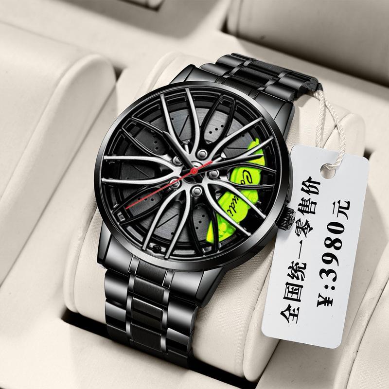 Fashion Luminous Watch Men's Hollowed Out Car Wheel Hub Business Waterproof Quartz Luxury Clock Wristwatch Sports High Quality
