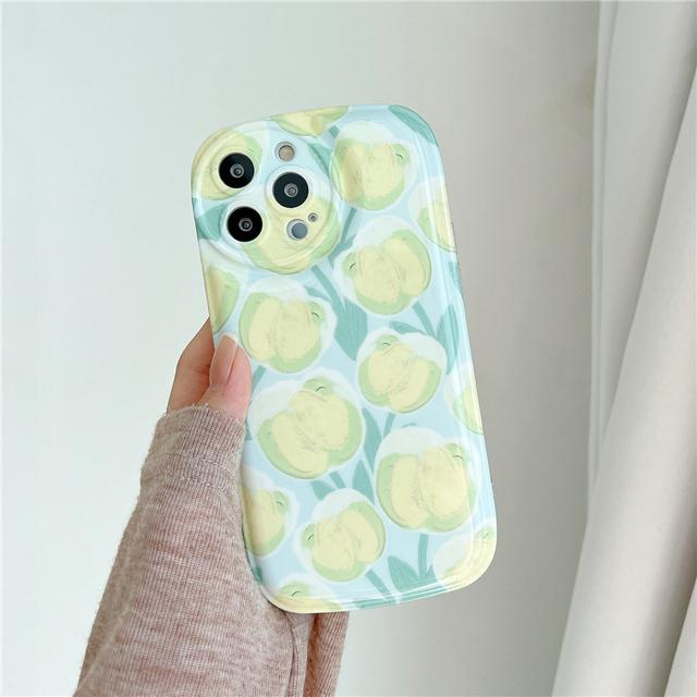 Korea Ins Tulpe Blumen Kunst abstrakte Öl Handytasche für Iphone 13 12 11 Pro Max X Xr Xs Max weiche Graffiti stoßfeste Abdeckung