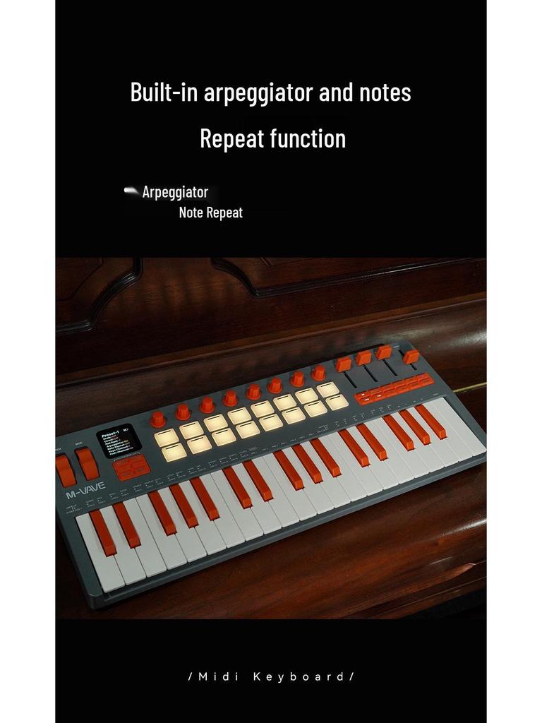 37-Key Portable MIDI Keyboard & Dynamic Synthesizer with Built-In Sound Source, Perfect for Live Performance, On-the-Go Use, and Music Production.