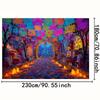 2D Mexican Day of the Dead Backdrop, Cemetery with Flags and Marigold Path Background