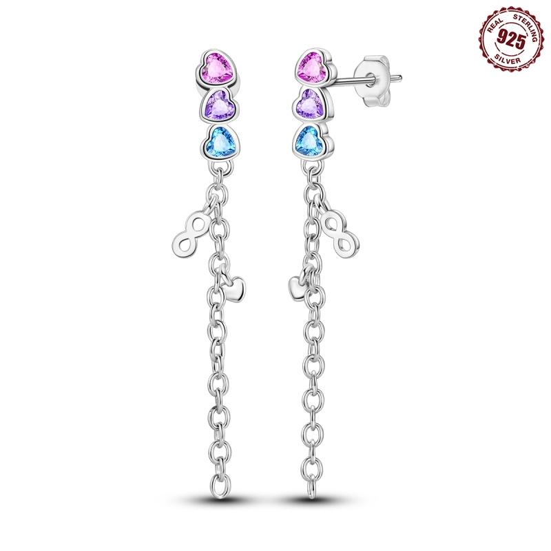 Authentic 925 Silver Infinite love Ear stud For Women Simple Puncture Earrings Fit Girl Birthday Evening Party