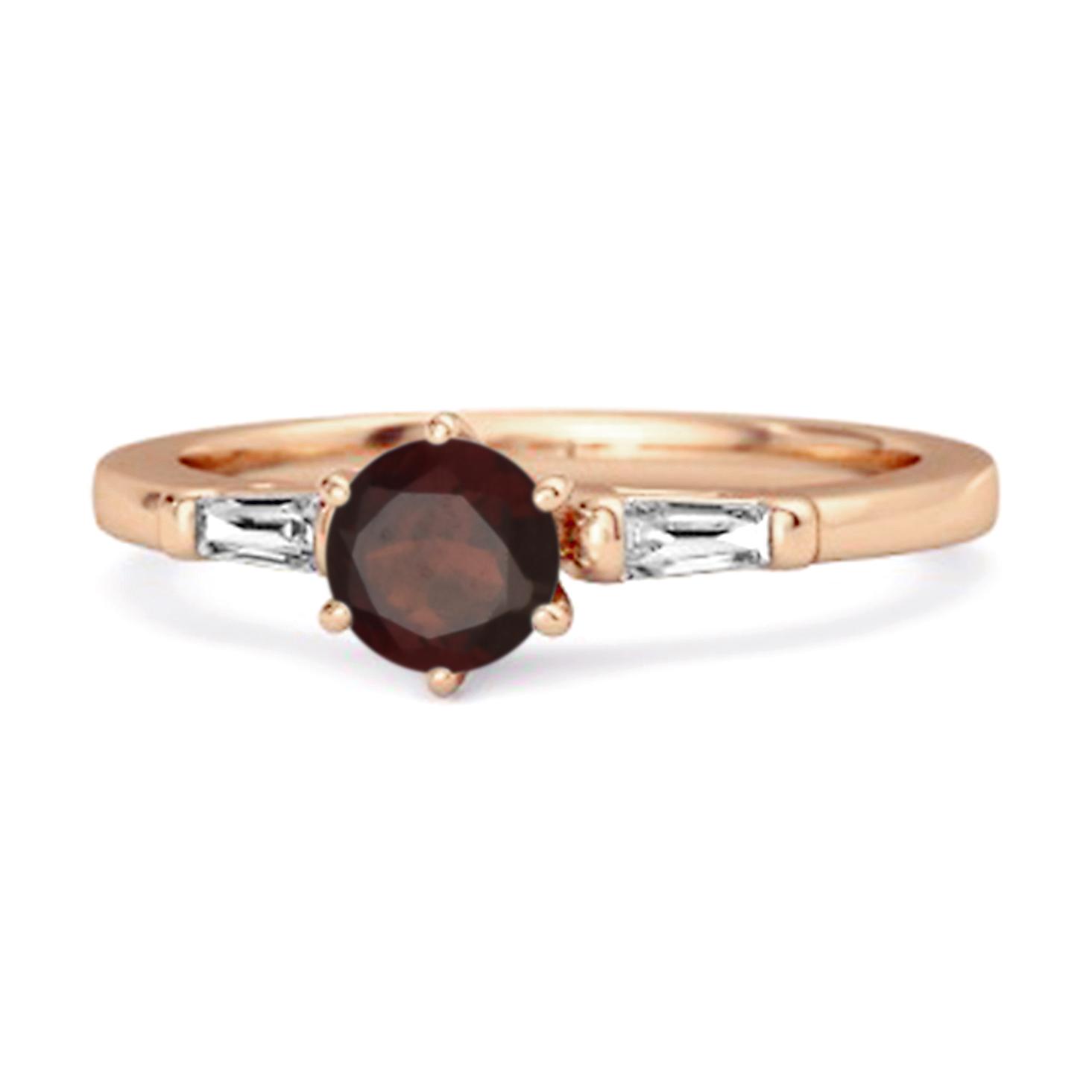 

Garnet Three Stone Ring - 925 Sterling Silver Rose Gold Vermeil 11.5 Яскраво-рожевий