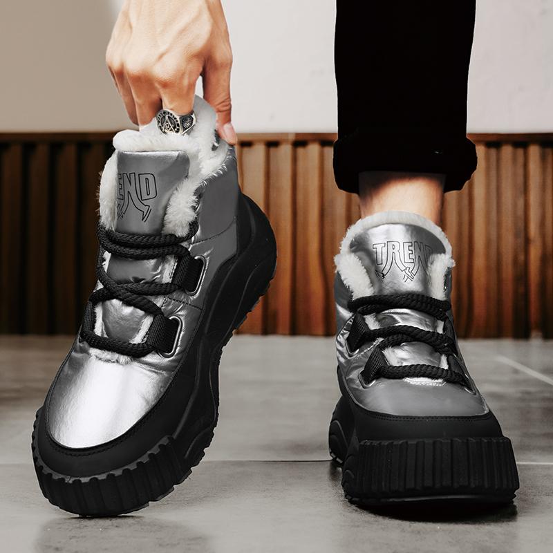 Pánské sněhule na platformě Ležérní boty Zimní kožešina Teplé kotníkové boty