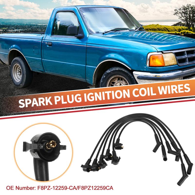 UXCELL 6 Pcs Spark Plug Wire Ignition Coil Cable No.F8PZ-12259-CA for Ford for Ranger