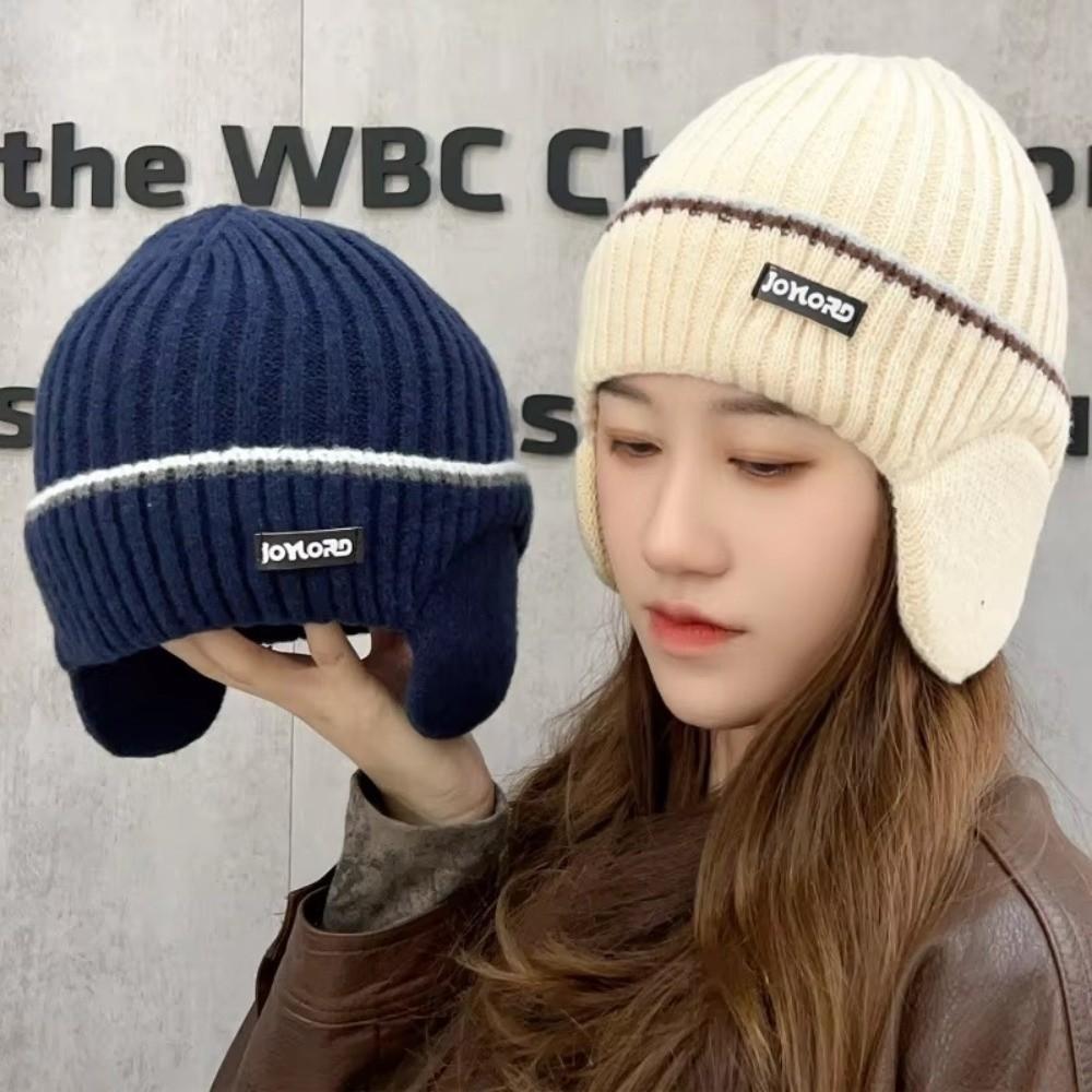 Thickened Knit Cap with Earmuffs Beanie Hat New Knitted Hat  Unisex