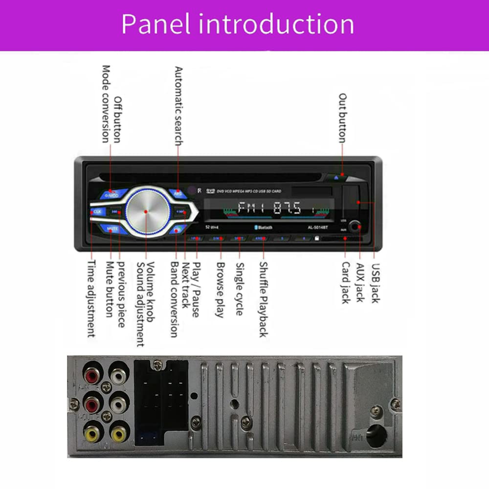 PolarLander Bluetooth Autoradio mit Fernbedienung und Freisprecheinrichtung In-Dash 1DIN UKW USB SD Aux-Eingang DVD CD-Player
