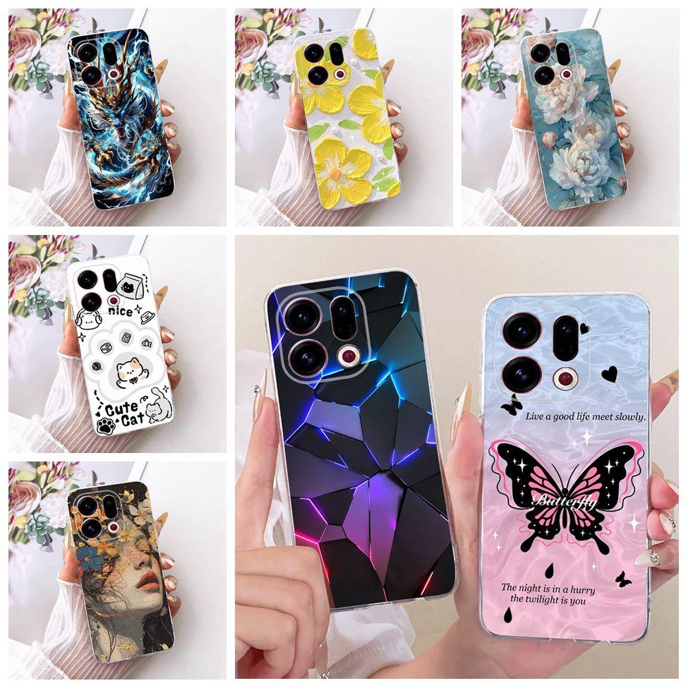 Clear For Oppo Find X9 Case Cover Cute Cat Fashion Butterfly Luxury Painted Soft Casing For Oppo CPH2797 PLJ110