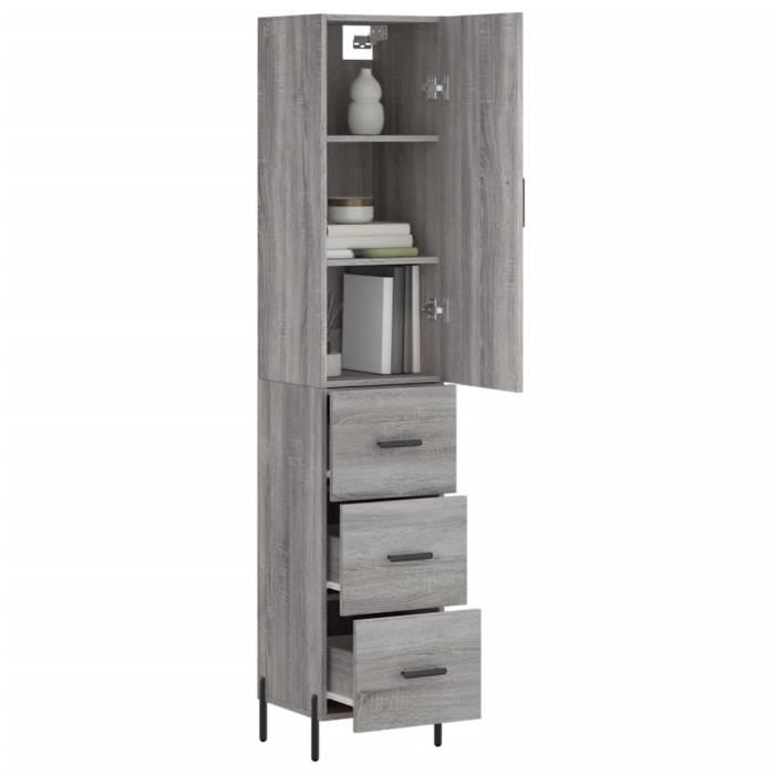 VidaXL Highboard Sonoma Grey 34.5x34x180 Cm Engineered Wood 3198863