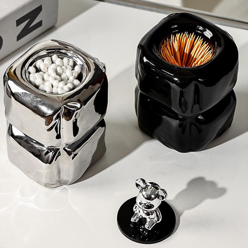 Nordic Dental Floss Box Storage Jar Desktop Home Creative Zahnstocher Tube Cotton Swab Box Storage Box Modern Home Decoration