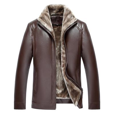 Men's Pu Leather Jacket Plus Velvet Thick Loose Warm Leather Jacket