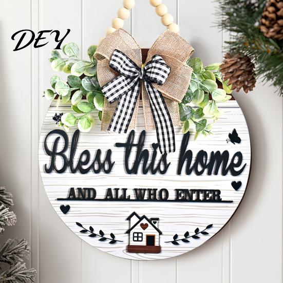 Decorative Signs for Living Room Welcome Sign Front Door Porch, Round Wooden Hanging Porch Plaque, Rustic Farmhouse Hanger, Thoughtful Gifts Neighbors