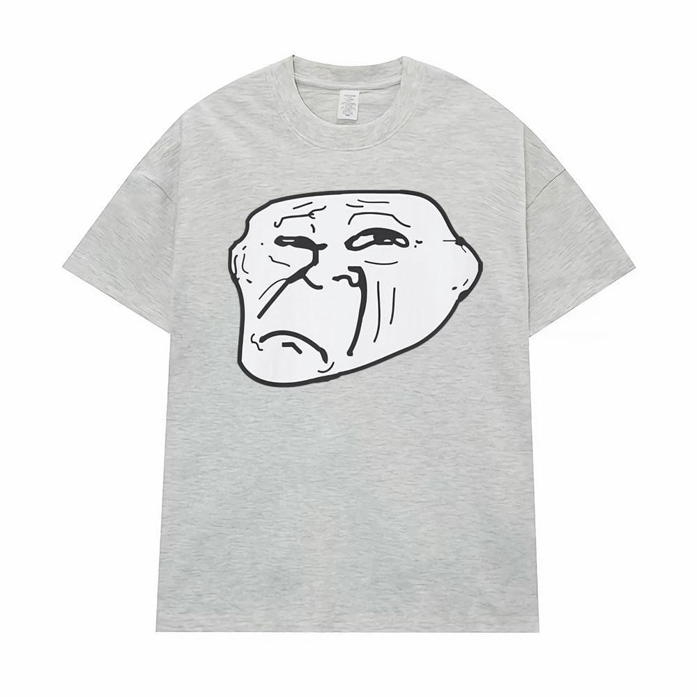 Sad Troll Face Funny Meme Graphic Tee Shirt Unisex Women Fashion Humorous Gift Tshirt Enthusiast Apparel Oversized Cotton T Shirts