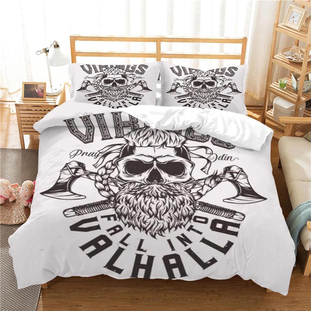 3D Skull Printing Duvet Cover Set Skull Pattern Bedspread Luxury Quilt Cover Bed Set with Pillowcase Man Single Size Bed Clothes