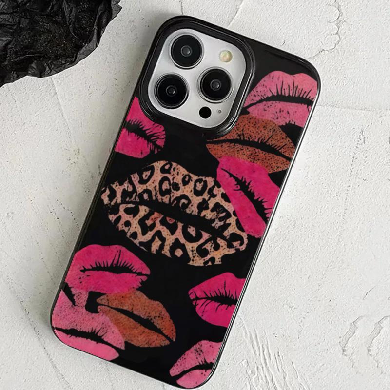 Fashion Lips Leopard Print Phone Case For iPhone 17 Pro Max 16E 16 15 14 13 12 11 Pro 17Air X XR XS Max 7 8 16 Plus Soft Cover