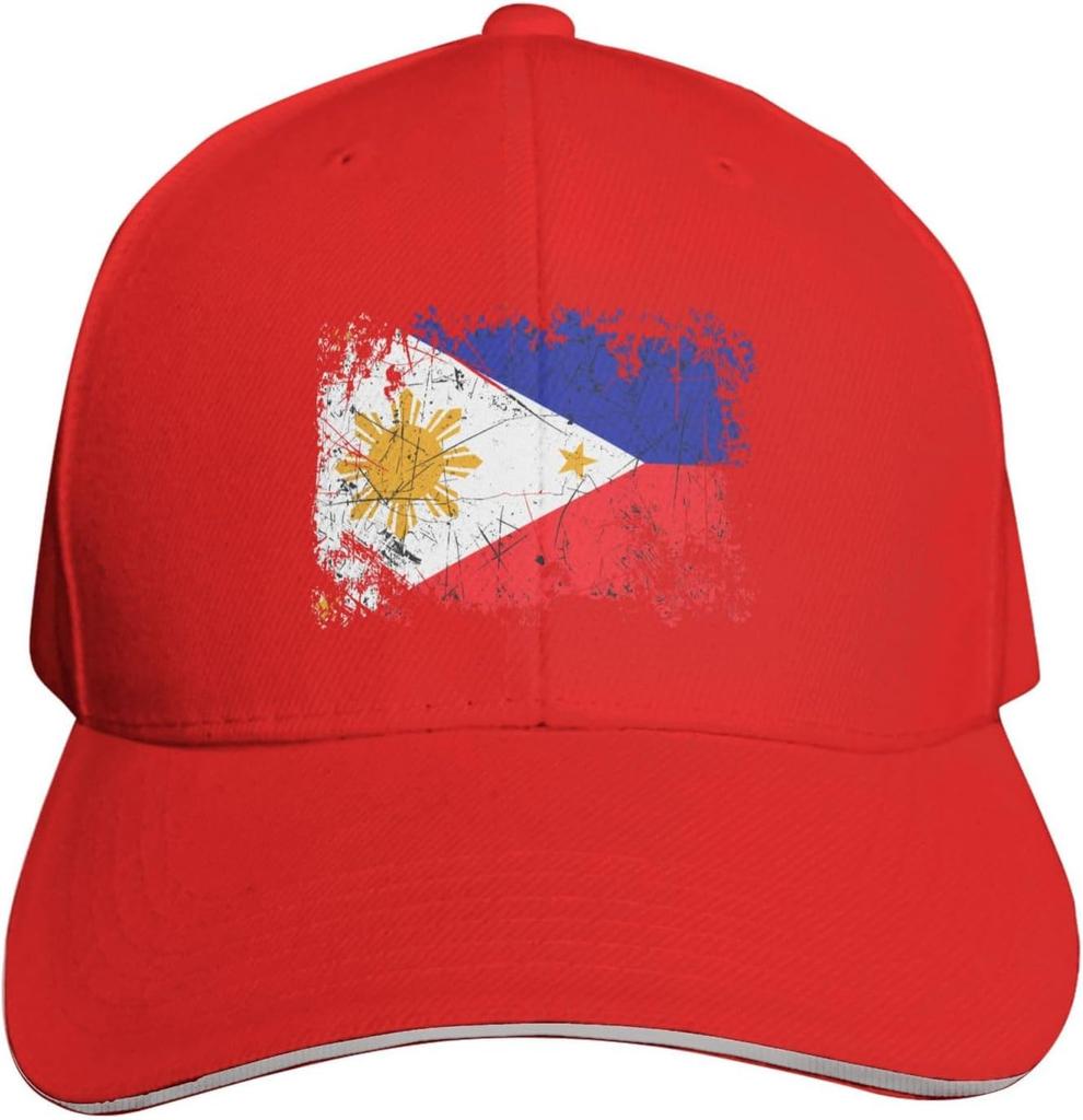 Boné de Beisebol Bandeira das Filipinas Desgastada Poliéster Casual Ajustável Proteção Solar Chapéu Esportivo