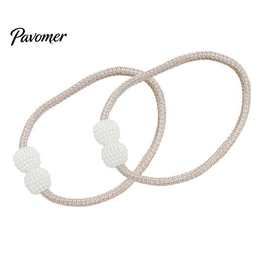 Elegant Curtain Holdbacks 1 Pair Faux Pearl Tiebacks, Beaded Holdbacks, No Hole Accessories Woven Rope Decorative Drapery Holders for Living