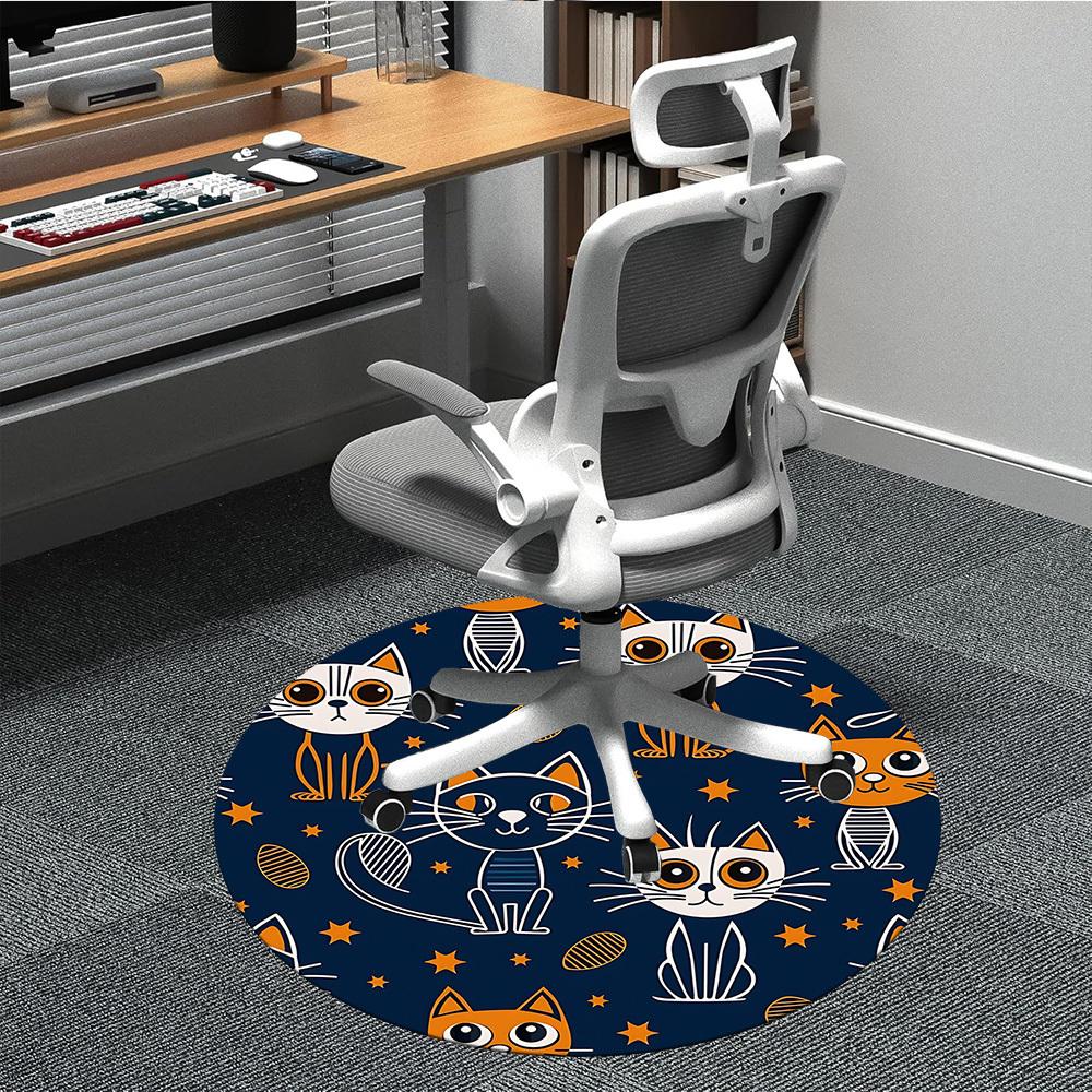 1pc Cat Pattern Carpet for Office Non Slip, Round Carpet, Soft & Comfortable, Carpet for Office, Lightweight Round Floor Mat