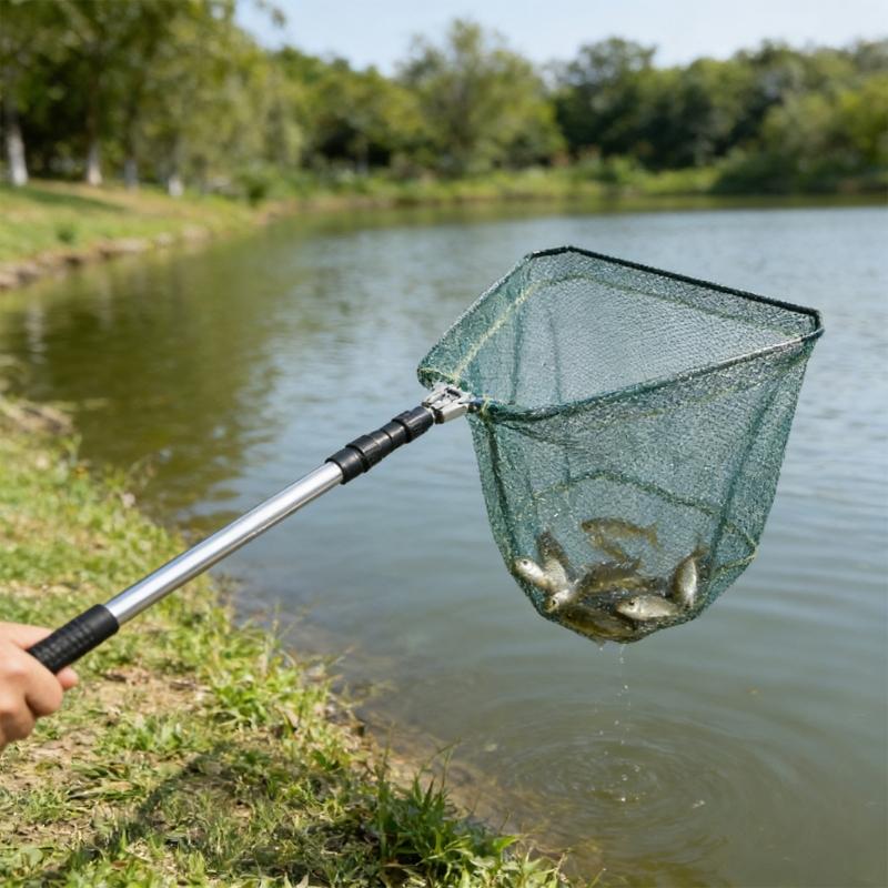 Light Weight Aluminum Collapsible Scoops Net Fishing Landing Net With Strong Nylons Webbing For Outdoor Use