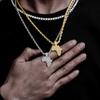 Hip-hop Men's Necklace Set Stylish Africa Map Pendant Necklace Iced Out Inlaid Diamonds Tennis/Rope Chain Punk Jewelry Gift Set
