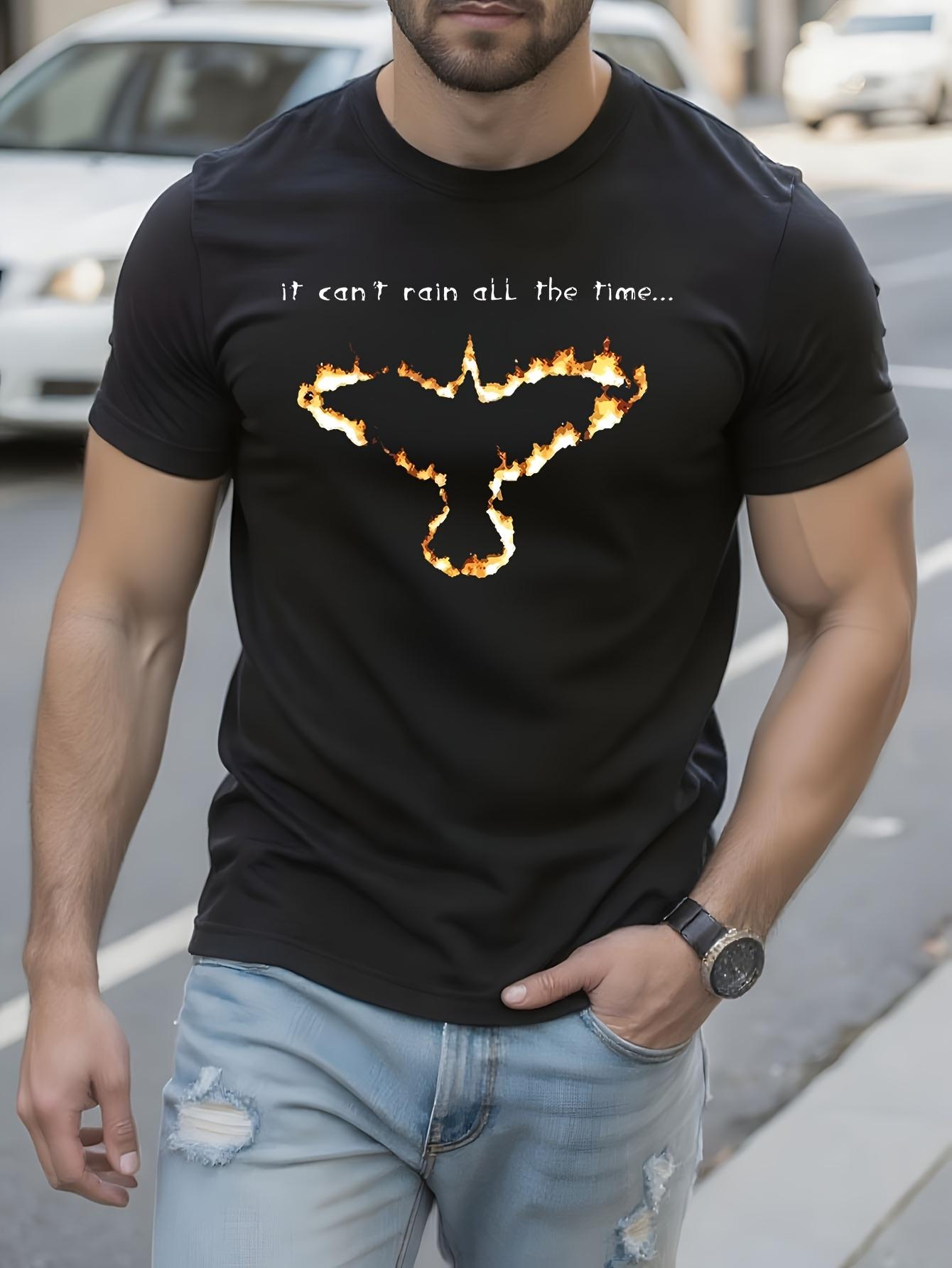 Graphic Tshirt - Bold Fire Crow Design with Flames - Soft... XXXXL
