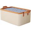 APCRAIN Cream Fabric Storage Boxes with PU Leather Trim