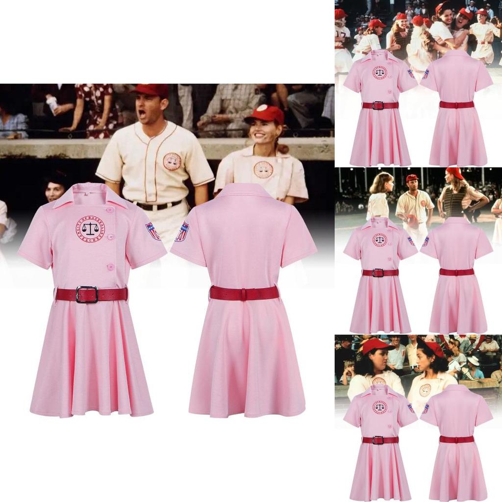 Stylish Girls Baseball Costume Set For Kids Featuring Red Pink Alliance Design