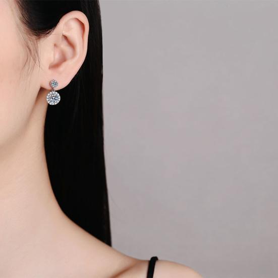 1 Pair Stud Earrings White Cubic Zirconia Stones Ear Studs High Transparency Women Earrings Temperament Versatile Jewelry Gift