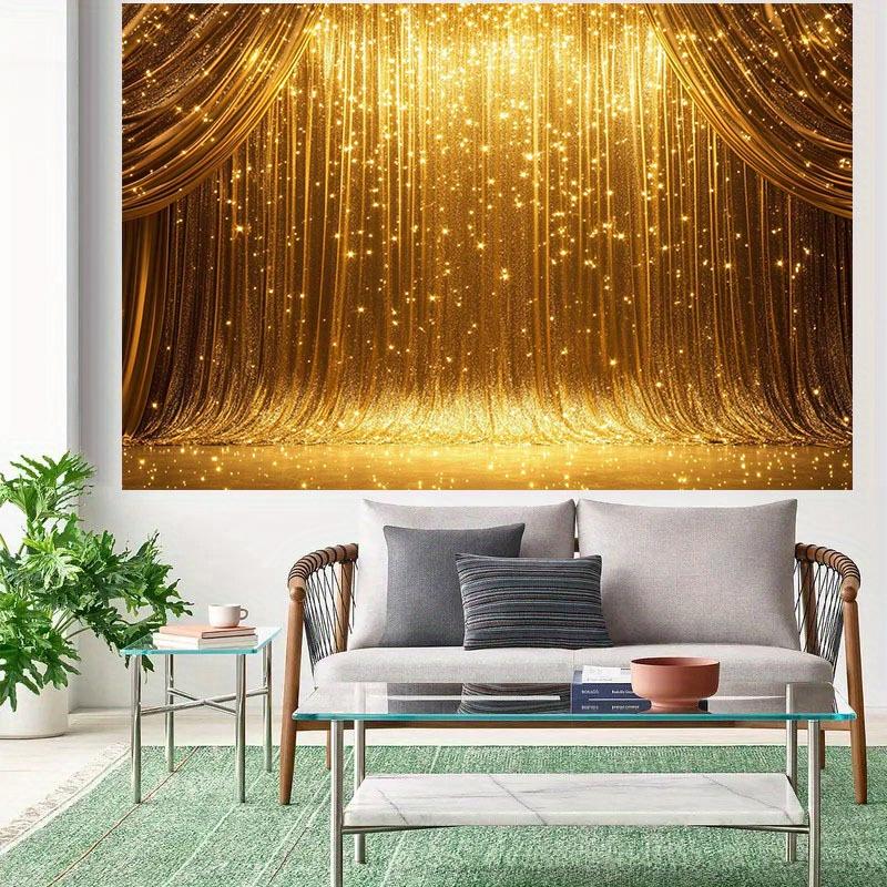 1 piece of golden glittering starry sky background fabric - durable polyester suitable for wedding and birthday photo booths