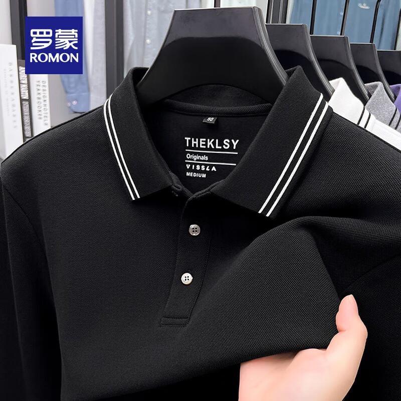 Romon Men s Long Sleeve Business Casual Polo Shirt 4XL
