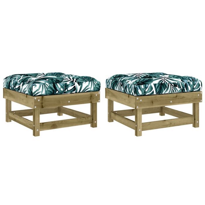 VidaXL Repose-pieds de jardin avec coussins 2 pcs bois de pin imprégné, tabouret, repose-pied ottoman, tabouret de jardin, 825470
