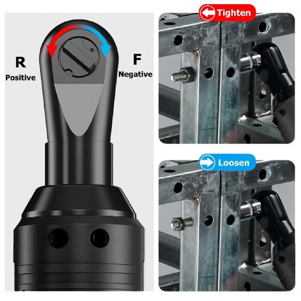Chiave elettrica a cricchetto senza fili da 3/8" ricaricabile per ponteggi, 42 V, 90 N.m, chiave ad angolo retto, con caricabatteria da 1/2 batteria