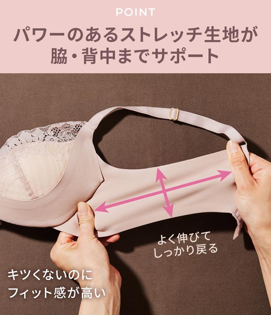 Peach John Wireless Enhances Your Breasts with Stays High and Slims Ash C65 Bra, Cleavage, Comfortable, Sides, Sides, Pink,