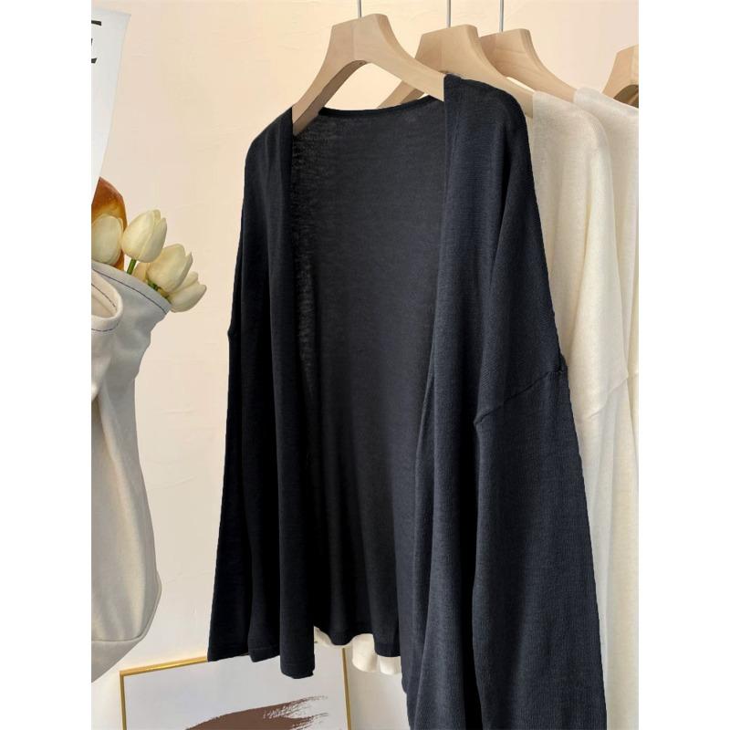 Large size lazy wind knitted cardigan spring and summer thin sunscreen blouse temperament jacket women