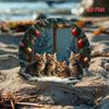 Cat Themed Christmas Metal Wall Art Vibrant Festive Home Decor Living Room