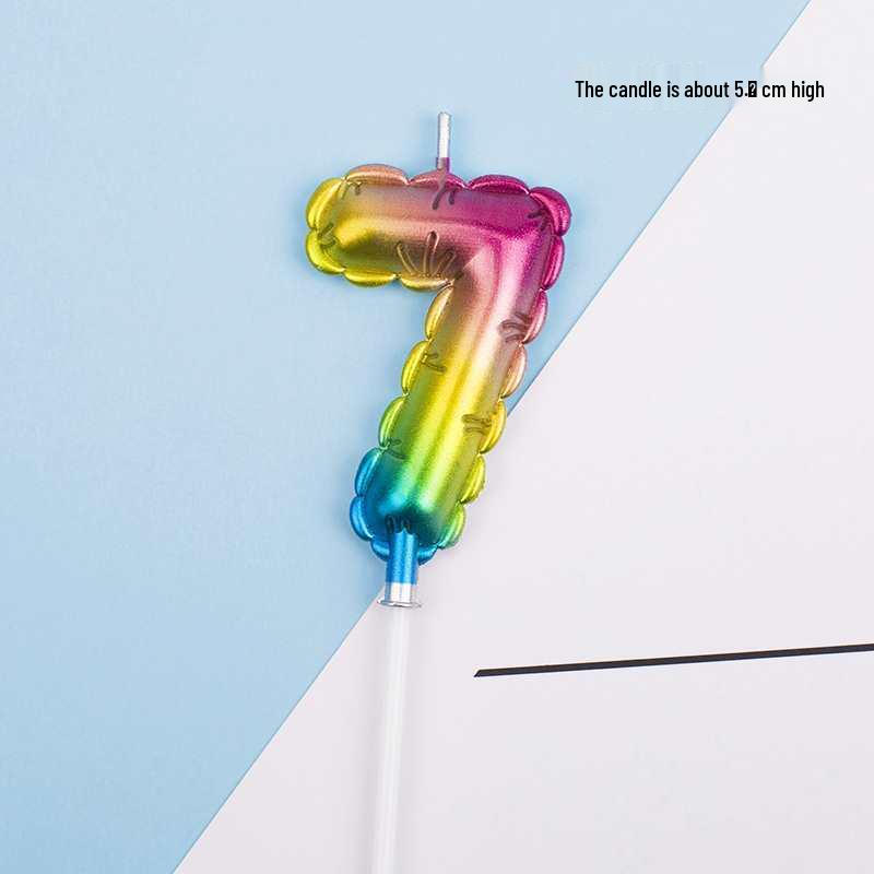 Large Rainbow Laser Number Balloons and Candles for Birthday Cakes and Party Decorations