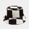 Unisex Bucket Hat Striped Women Men Fishing Fisherman Hat Autumn Winter Faux Fur Wool Outdoor Warm Panama Cap