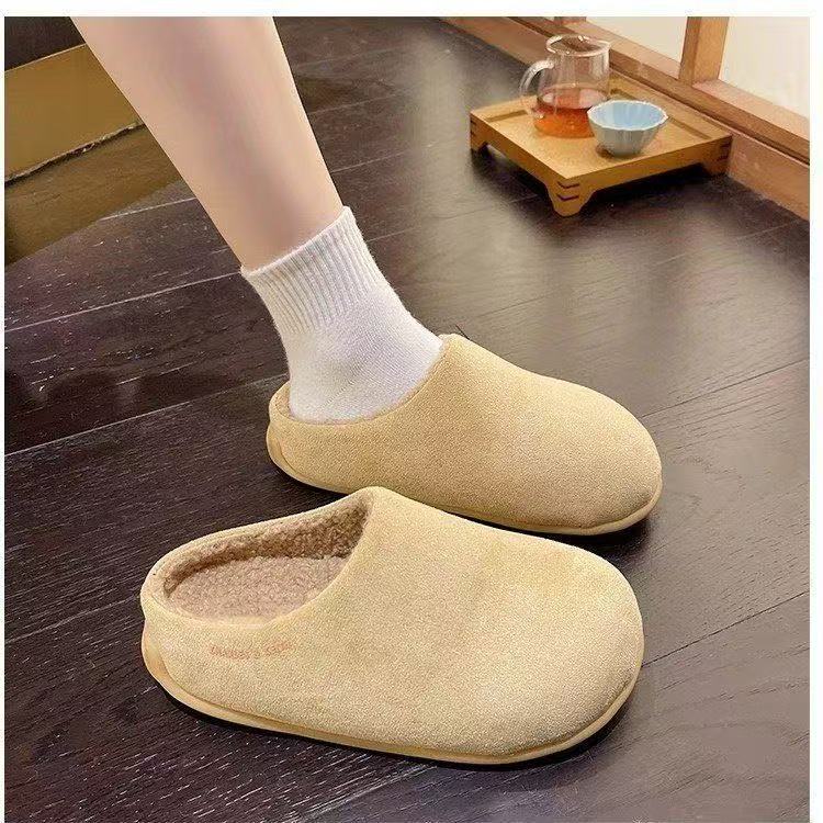 Ugly cute niche design Baotou Boken shoes winter new velvet warm slippers