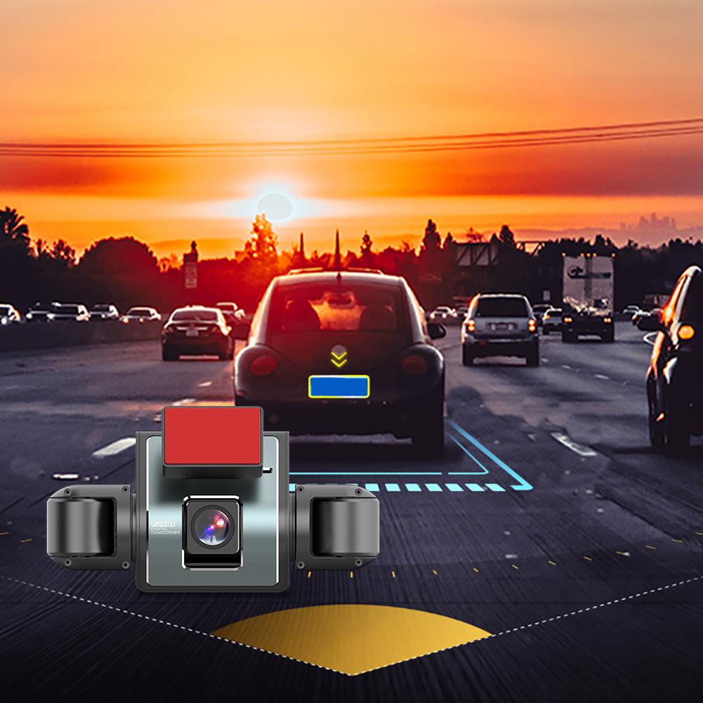 4 Channel Dash Cam Front and Rear Inside 1080P Driving Video Recorder with Night Vision G-Sensor Car Camera for Car