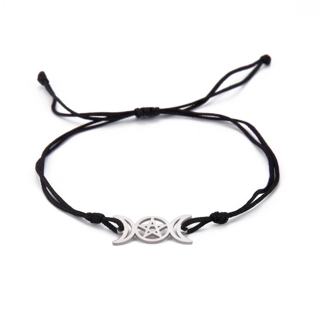 Cute Cartoon Fashion Anime Best Friend Bracelet Double Crescent Pentagram Hollow Jade Cord Woven Jewelry