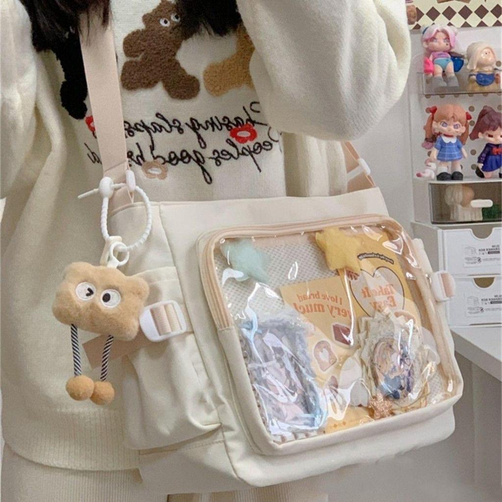 Dame Ita-veske Mote Skulderveske med Klart Vindu Enkel Tote Bag Justerbar Stropp Stilig Crossbody-veske Trendy Utendørsveske