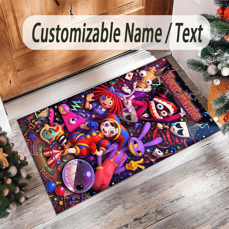 Personalized Crystal Velvet Carpet Custom Name Text,The Amazing Digital Circus Anti Slip Area Rug For Home Decoration